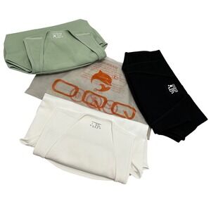 OQQ 3-Pack Ribbed Square Neck Bodysuits Women Large Black White Sage Green Set